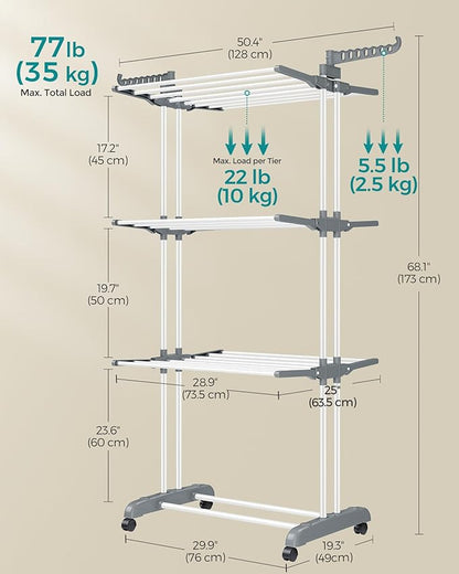 SONGMICS Clothes Drying Rack Stand 4-Tier, Foldable Laundry Drying Rack - Image 5
