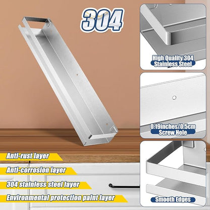 Lallisa 2 Pieces Stainless Steel Shelf Bathroom Shower Floating Shelves Wall - Image 4