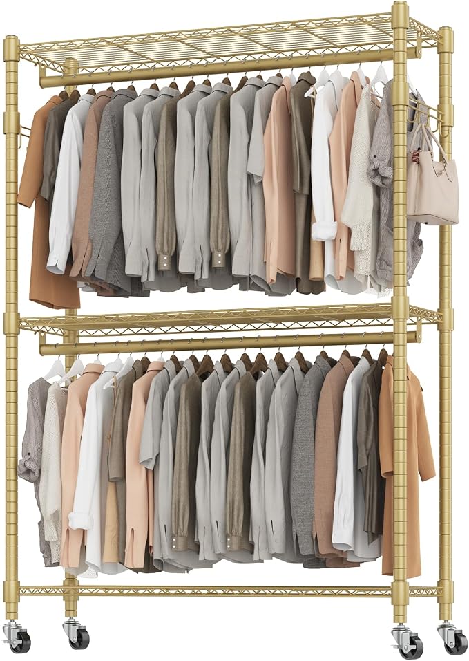 BATHWA Heavy Duty Garment Rack on Wheels, Rolling Clothes Racks - Image 7