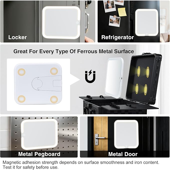 Makeup Case with Magnetic Lighted Mirror 10.15 IN Makeup Organizer Box Travel - Image 2