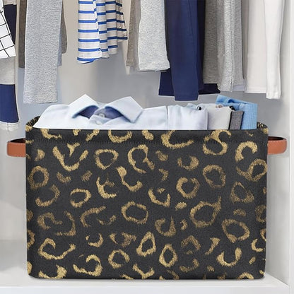 Pardick Black Gold Leopard Basket Storage Bins Large Fabric Toys Storage Cube - Image 5