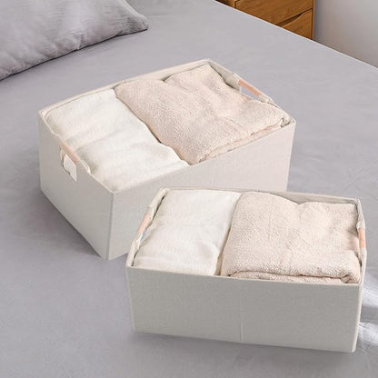 Fabric Storage Bin 3 Pack Foldable Cotton Linen Storage Basket - Image 7