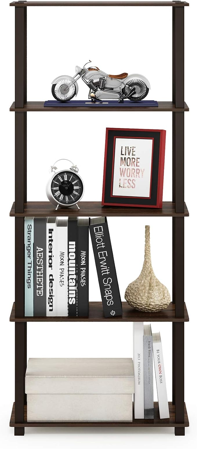 Furinno TURN-S-TUBE Book Shelf, 5-Tier Toolless Storage Shelves - Image 5