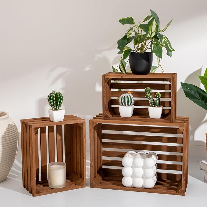 Set of 3 Nesting Wooden Storage Crates - Image 3
