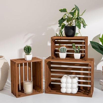 Set of 3 Nesting Wooden Storage Crates - Image 3