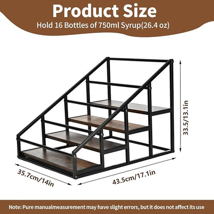 Coffee Syrup Organizer Rack, Liquor Bottle Display Shelf, Spice Racks, 4-Tier - Image 3