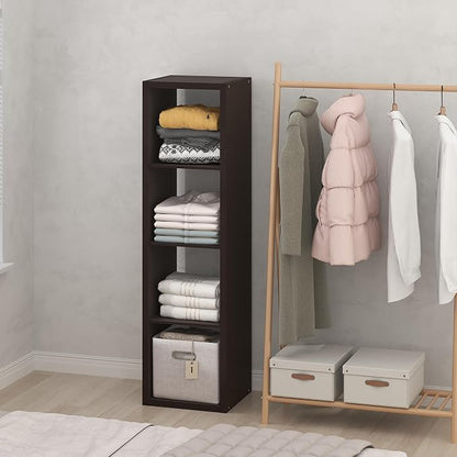 Furinno Cubic Extra Thick 4-Cube Closet Organizers and Storage, Dark Oak | 14.6 by Furinno-FitsYourSpaceFitsYourBudget