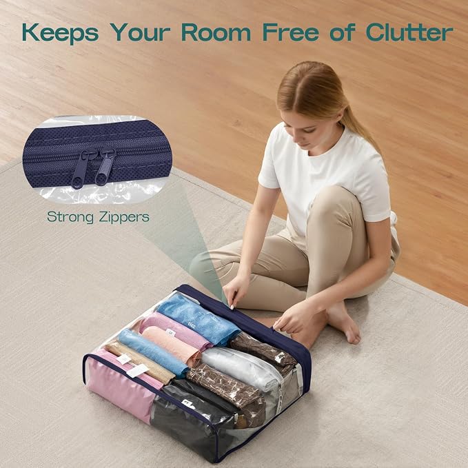 10 Pack Clear Storage Bags for Clothes, 22L Blanket Storage Bags, Under Bed - Image 6