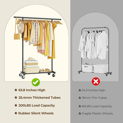 Clothes Rack for Hanging Clothes: Clothing Coat Garment Rolling Racks - Image 5