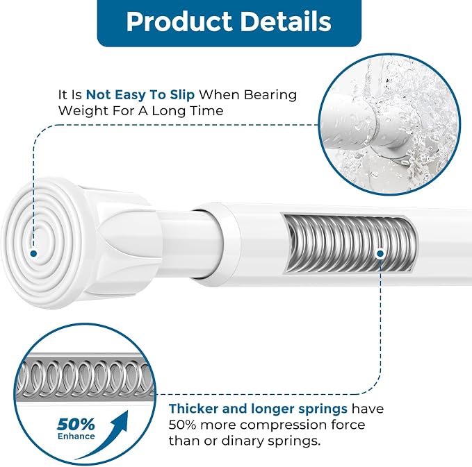 AIZESI Spring Tension Curtain Rods Short Tension Rod - Image 5