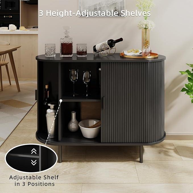 Buffet Sideboard Cabinet with Storage, Modern Accent Coffee Bar Console Table - Image 3