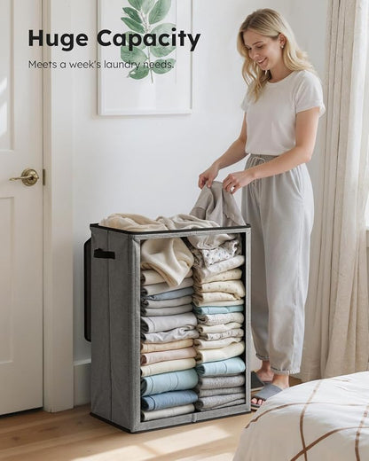 SOLEDI Laundry Hamper with Lid 130L Large & Tall Collapsible Laundry Basket - Image 3
