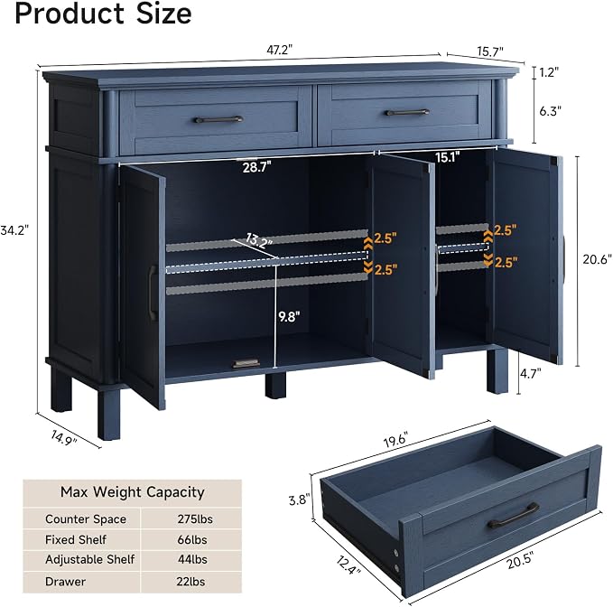 ONBRILL 48 Inch Buffet Cabinet - Image 2
