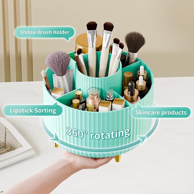 360° Rotate Makeup Brush Holder Organizer, Makeup Organizers Countertop - Image 2