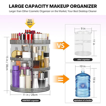 360 Degree Rotating Makeup Organizer, Extra Large Capacity Cosmetic Storage Unit - Image 2
