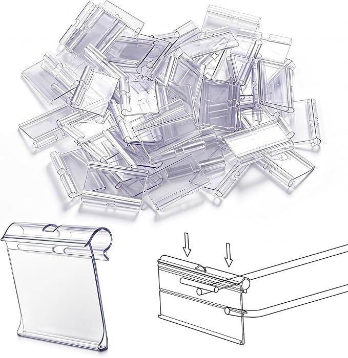100 Pcs 2" x 1.25" Hook Scanner Plates Shelf Label Holders, Reusable Flip-open by Mifoci