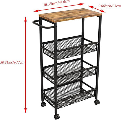 AZERPIAN Slim Rolling Cart 4 Tier Narrow Storage Cart on Wheels - Image 7
