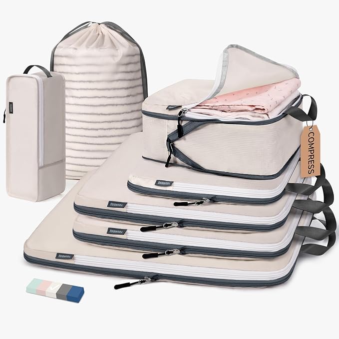 CherryNow Compression Packing Cubes, 7 Set Packing Cubes by CherryNow