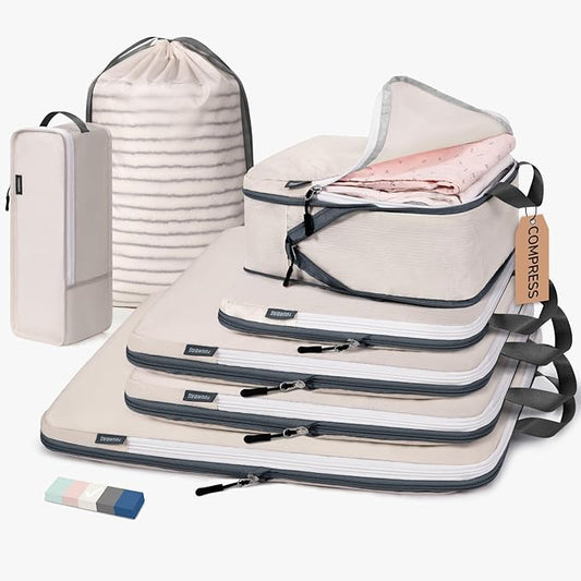 CherryNow Compression Packing Cubes, 7 Set Packing Cubes by CherryNow