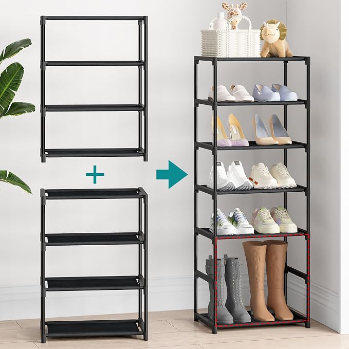 Autonomier 4 Tier Extra Small Shoe Rack, Narrow Stackable Kids Toddler Adult - Image 6