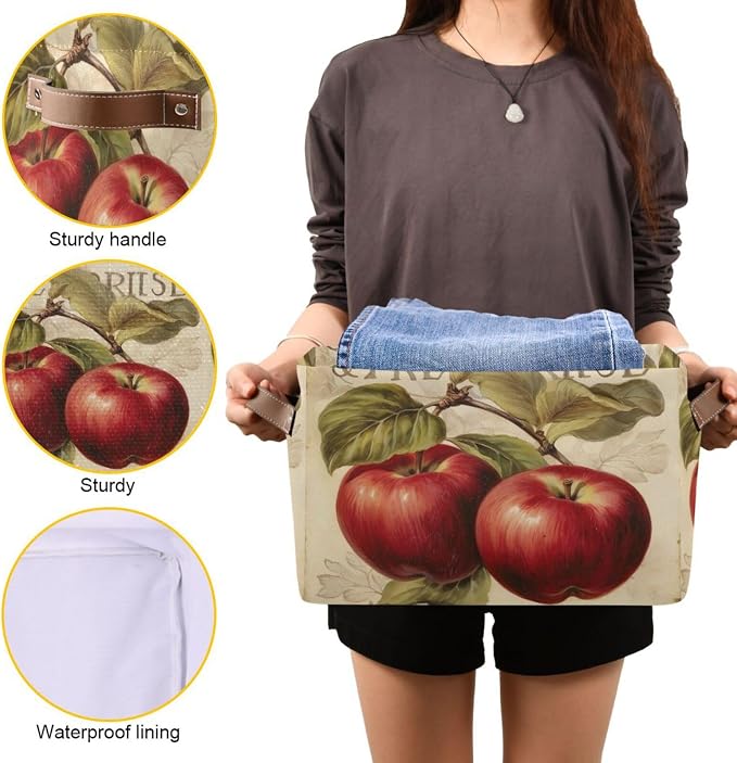 Vintage Apples Foldable Storage Basket - Image 7