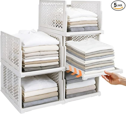 2026 Upgraded Closet Organizers and Storage, 5 Pack Pull-Out Wardrobe Bins by yazi-Be+the+designer+of+your+life