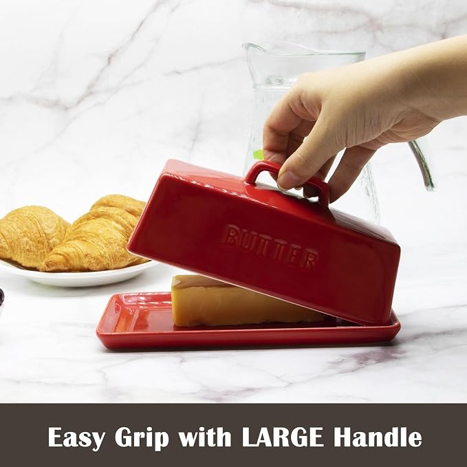 Ceramic Butter Dish With Lid for Countertop, Covered Butter Holder With Lid - Image 4