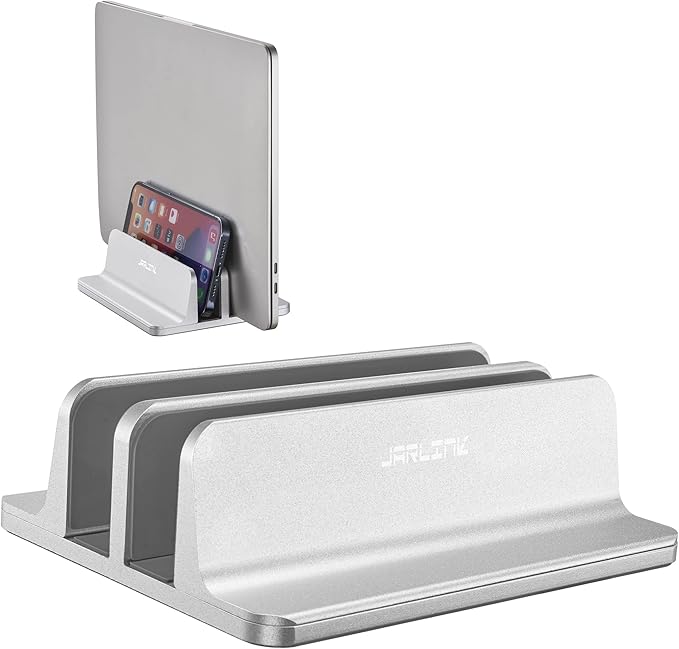 JARLINK Double Vertical Laptop Stand, Adjustable Aluminum Desk Dock, by JARLINK