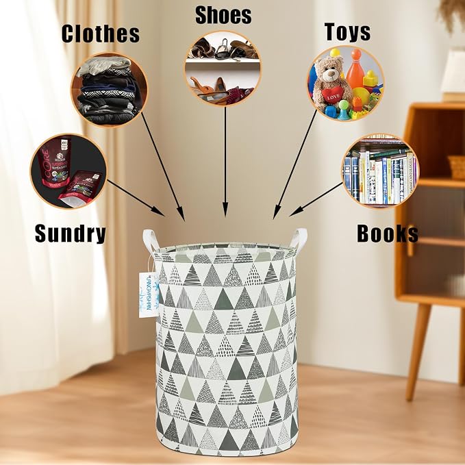 LANGYASHAN Laundry Basket Canvas Fabric Collapsible Organizer Basket - Image 4