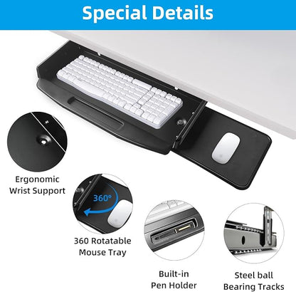 Solid Steel Under Desk Keyboard Tray Slide Out - Image 3