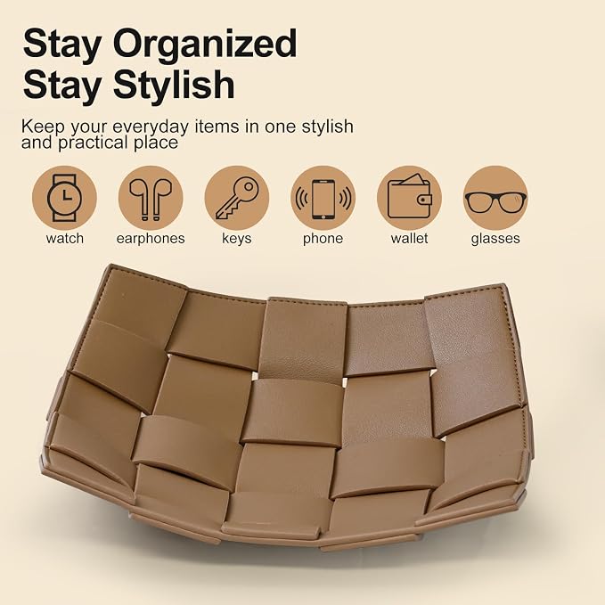 Valet Tray PU Leather Key Holder Bowl - Image 7