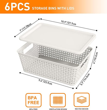 Plastic Storage Baskets With Lid, Storage Bins - Image 2