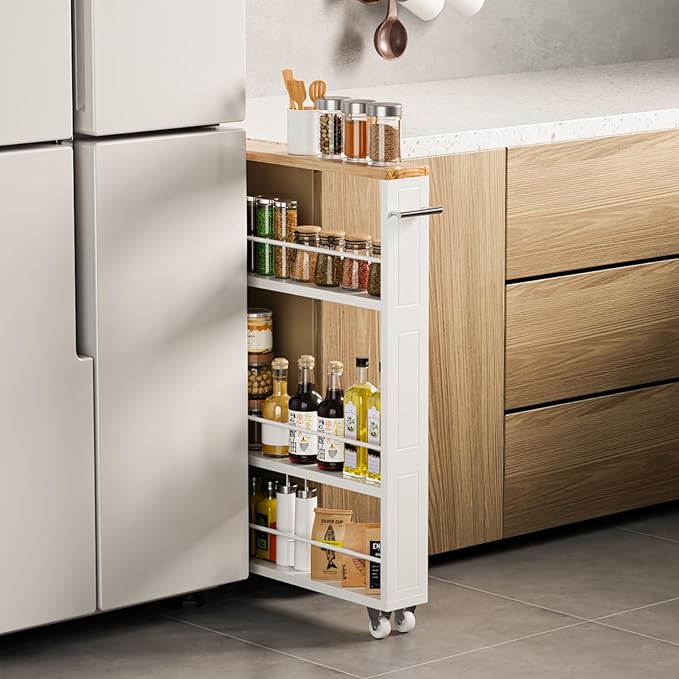 KLM 4 Tier White Slim Storage Cart by KLM
