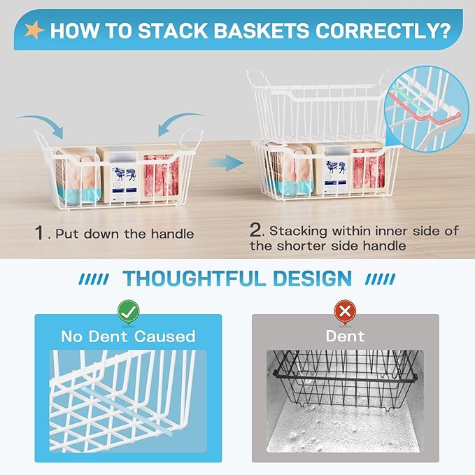 SUNALLY Freezer Organizer Bins, 8 Pack Chest Freezer Organizer Stackable - Image 4
