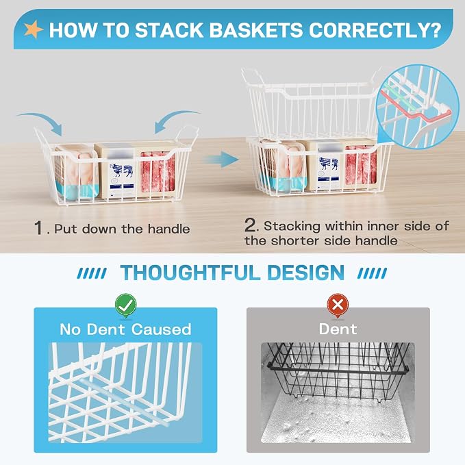 SUNALLY Freezer Organizer Bins, 4 Pack Chest Freezer Organizer Stackable - Image 4