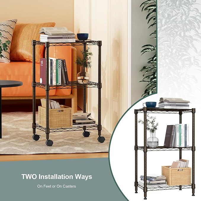3 Tier Shelf Metal Storage Shelves Wire Rack Closet Organizers - Image 7