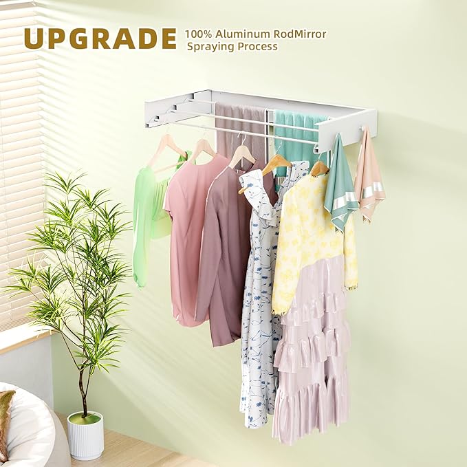 Wall Mounted Drying Rack for Laundry 19.8'', Folding Drying Rack Clothing Wall - Image 3