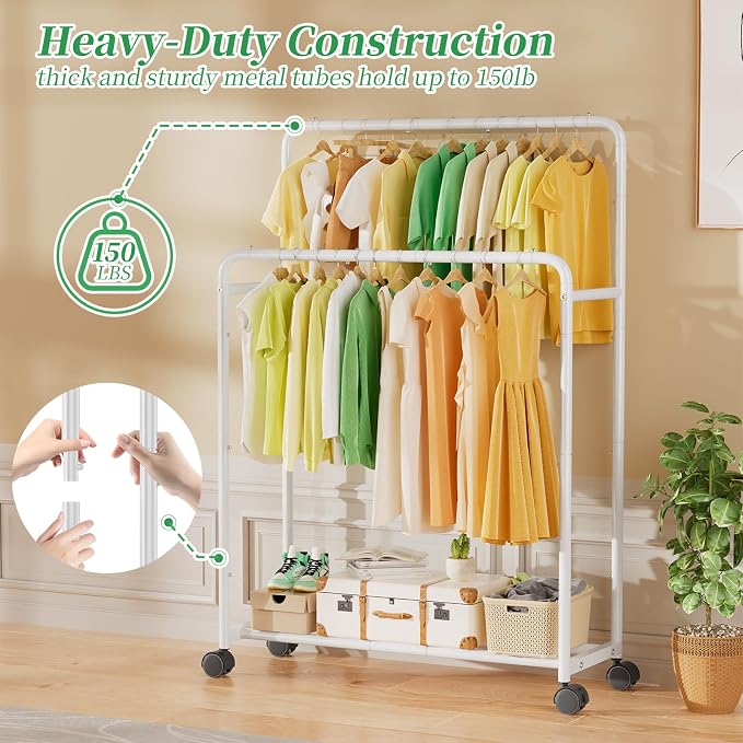 Simple Trending Clothing Clothes Rack Double Rods - Image 6