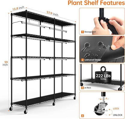 Bstrip 5-Tier Plant Shelf with Grow Light, Large L-Shaped or Long Shape Indoor - Image 9