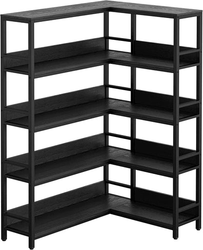 IRONCK Corner Bookshelf 5 Tiers, Industrial Corner Bookcase by IRONCK