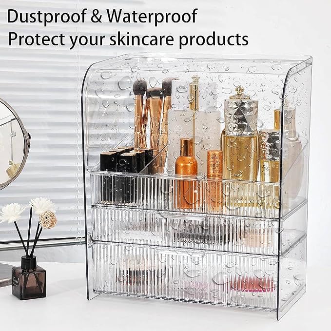 Makeup Storage Organizer Box Large Cosmetic Display Cases Dustproof and - Image 4