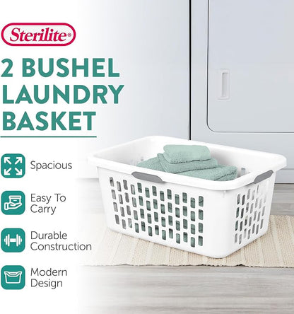 Sterilite Laundry Basket, Plastic Clothes Hamper, Large Rectangle Bin - Image 2