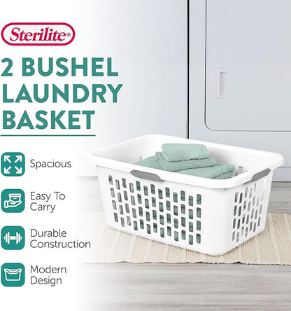 Sterilite Laundry Basket, Plastic Clothes Hamper, Large Rectangle Bin - Image 2