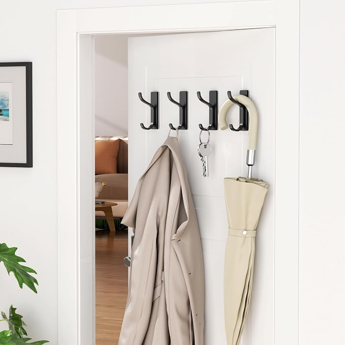 Adhesive Wall Hooks for Hanging: 2-Pack Coat Hooks for Towel, Stick On Hangers - Image 8