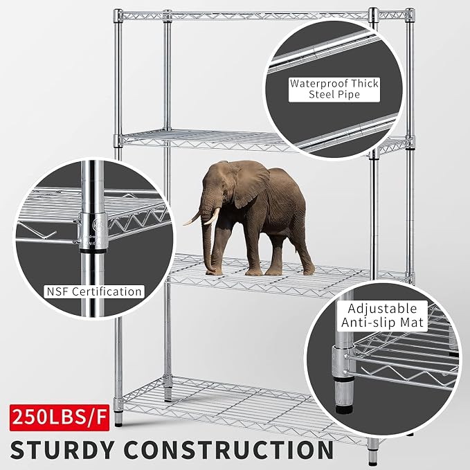 NChanmar 4 Tier Wire Shelving Unit Storage Shelves Shelf Organizer 54"x36"x14" - Image 4