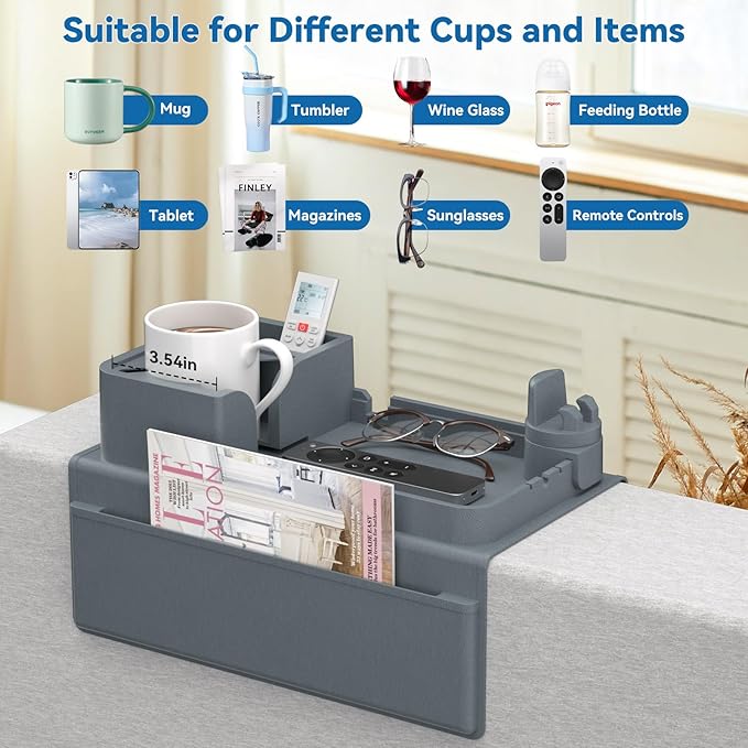 Couch Arm Cup Holder CLESOO Couch Arm Tray Anti-Slip Couch Cup Holder Silicone - Image 6