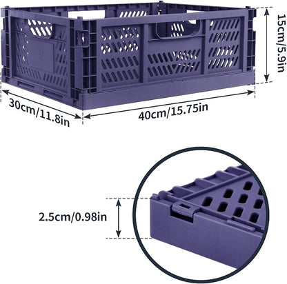 Domiella 2-Pack Crates for Storage, Storage Crates Plastic Stackable, Foldable - Image 2