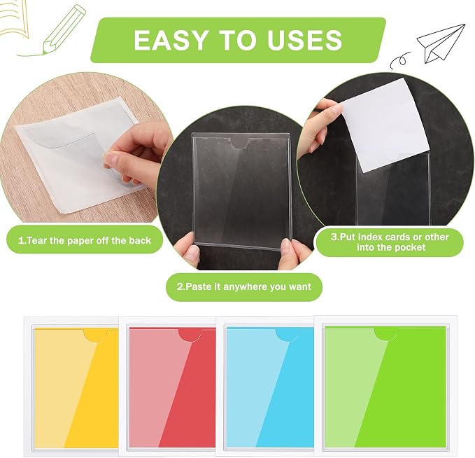 Outus 200 Pack 4.13 x 4.13 Inch Self Adhesive Label Pockets Bulk Plastic Labels - Image 3