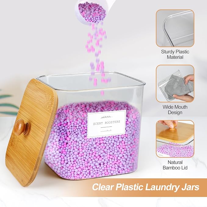 3 Pack Plastic Laundry Pods Container & Dryer Sheet Holder, Laundry Room - Image 3
