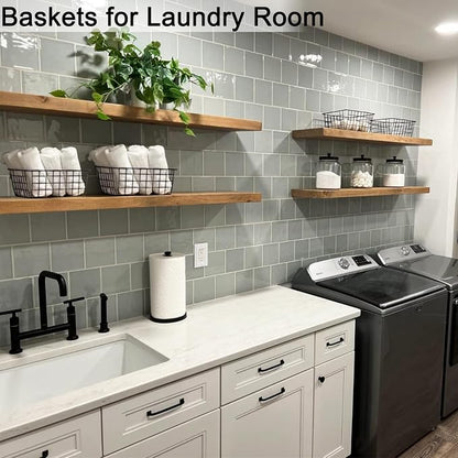 Wire Baskets for Organizing, 4 Pack Household Pantry Basket Black Metal Storage - Image 6